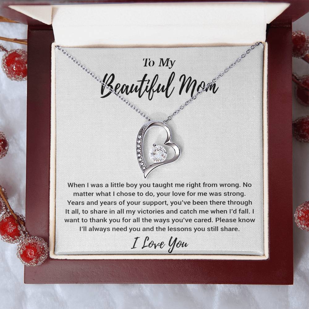 To My Beautiful Mom Necklace Mom Birthday Gift Mother's Day Gift Necklace For Mom From Son