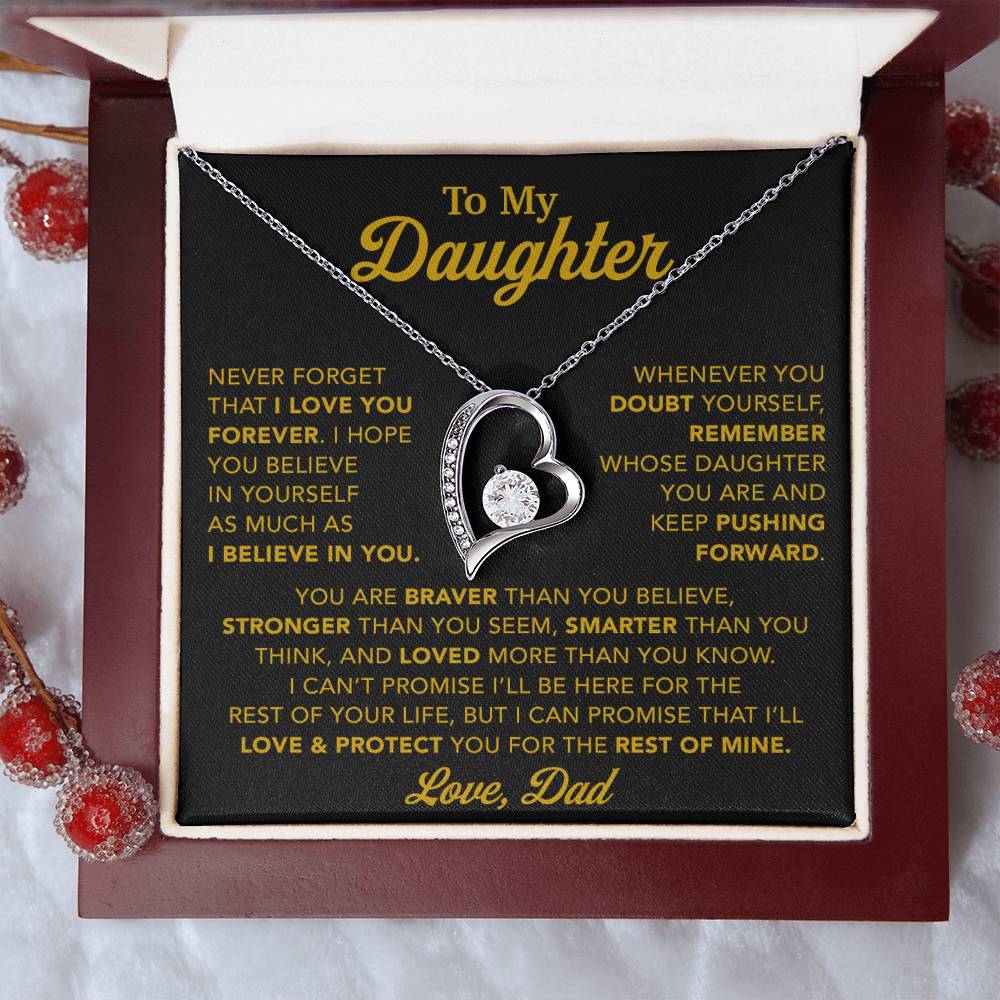 To My Daughter Necklace, Gift for Daughter from Dad, Father Daughter Necklace 15_11_Gold