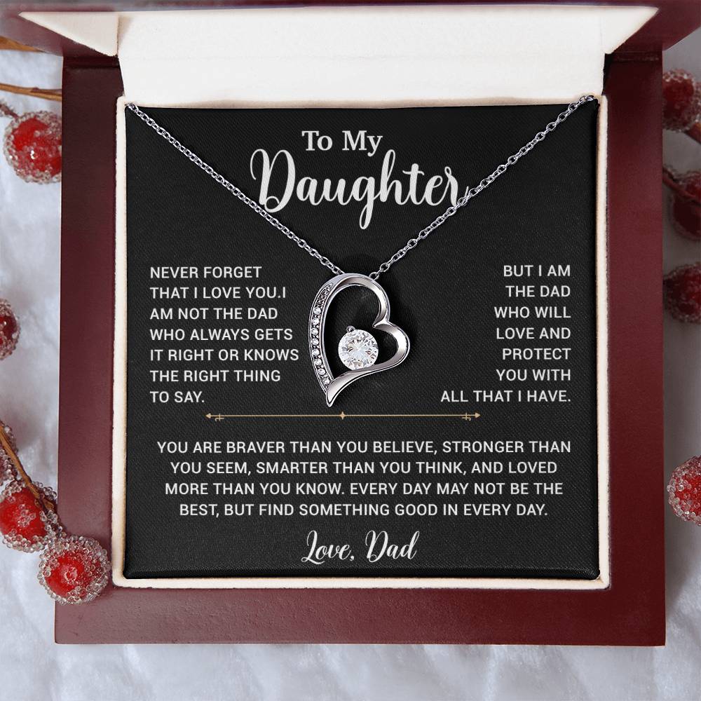 To My Daughter Necklace, Gift for Daughter from Dad, Father Daughter Necklace 2_6_Black