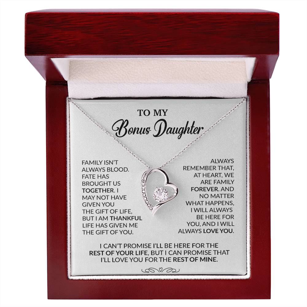 To My Bonus Daughter Necklace, Gift for Bonus Daughter, Step Daughter Birthday 30_9_White