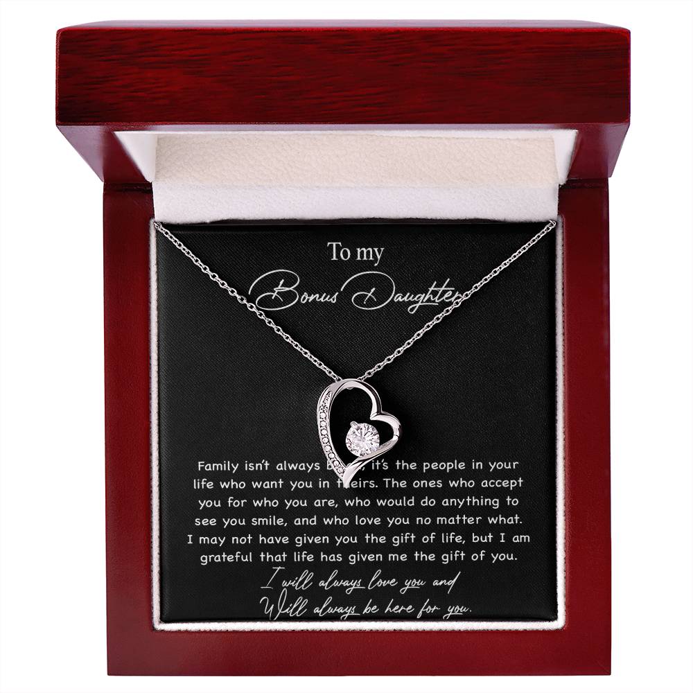 To my Bonus Daughter Necklace, Bonus Daughter, Step Daughter Gift 3-4_Black