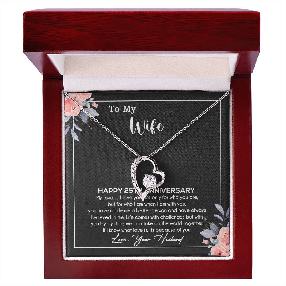 25th Anniversary Gift For Wife Necklace, 25 Year Anniversary, 25th Wedding Gift _Black