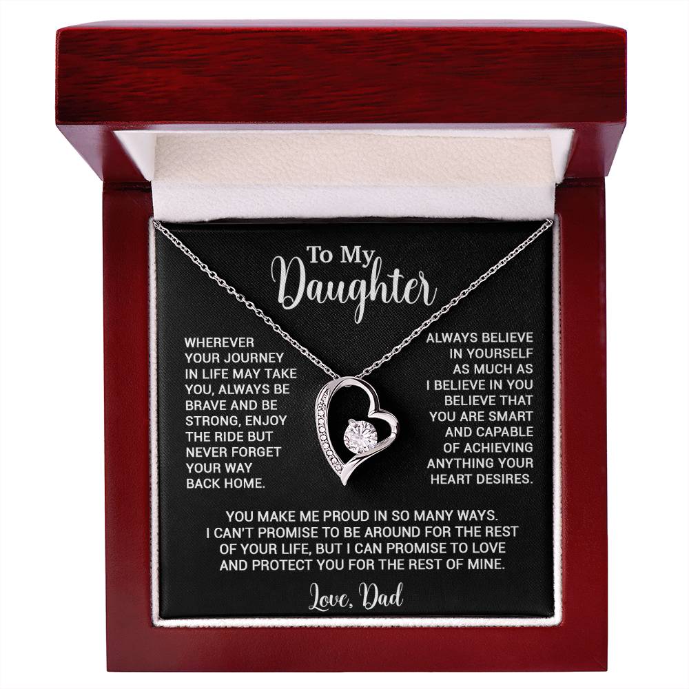 To My Daughter Necklace, Gift for Daughter from Dad, Father Daughter Necklace 3_6_Black