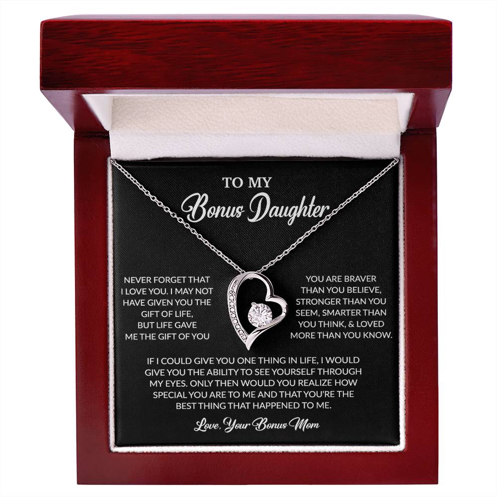To My Bonus Daughter Necklace, Gift for Bonus Daughter, Step Daughter Birthday 5_6_Black