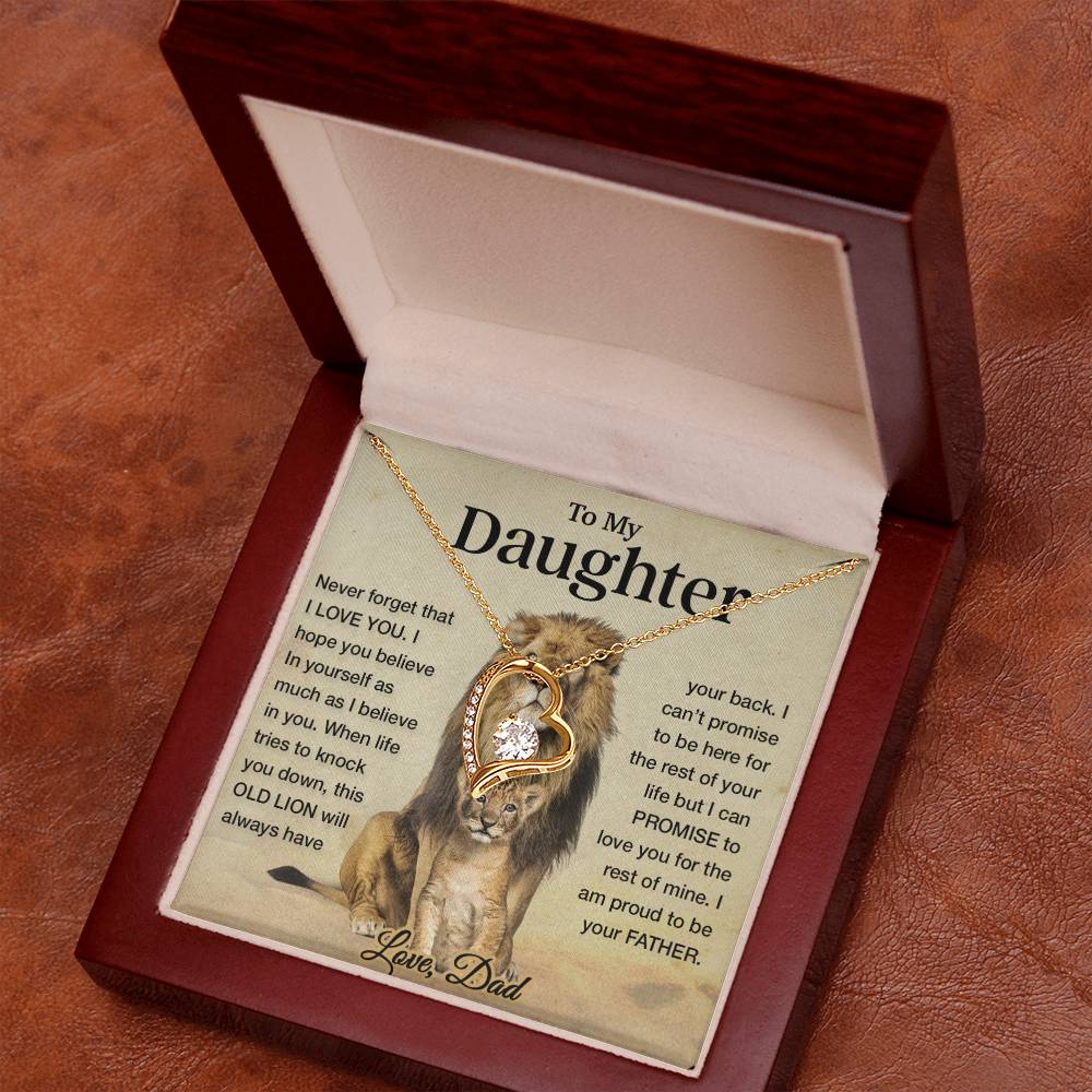 To My Daughter Necklace, Xmas Gift For Daughter From Dad, Daughter Father Lion