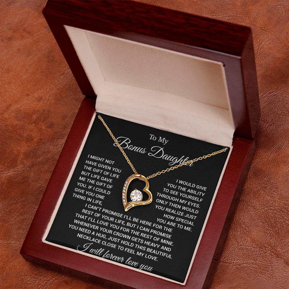To My Bonus Daughter Necklace, Gift for Bonus Daughter, Step Daughter Birthday 23_11_Black