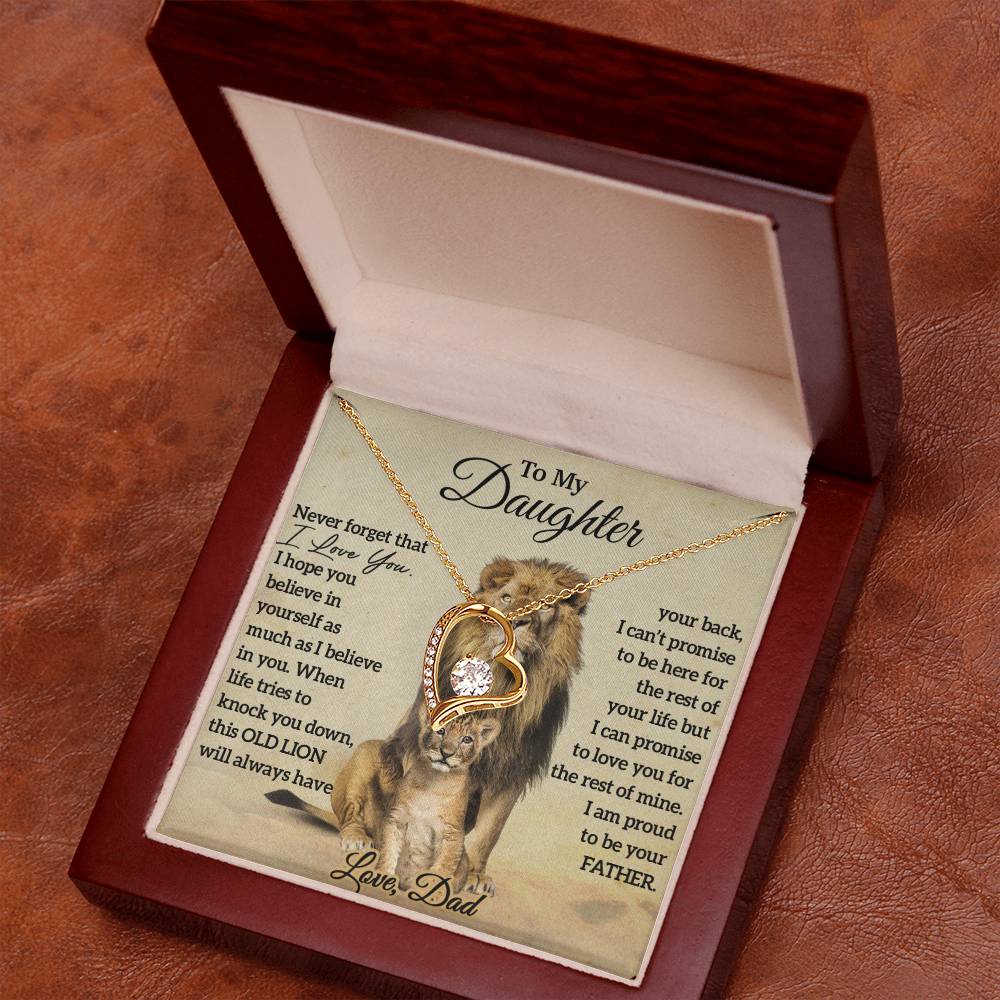 To My Daughter Lion Necklace, Daughter Birthday Gift, Lion Dad Gift