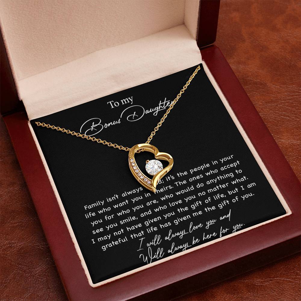 To my Bonus Daughter Necklace, Bonus Daughter, Step Daughter Gift 3-4_Black