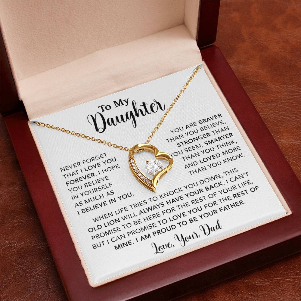To My Daughter Necklace Gift for Daughter from Dad,Daughter Father Necklace 15_4_White