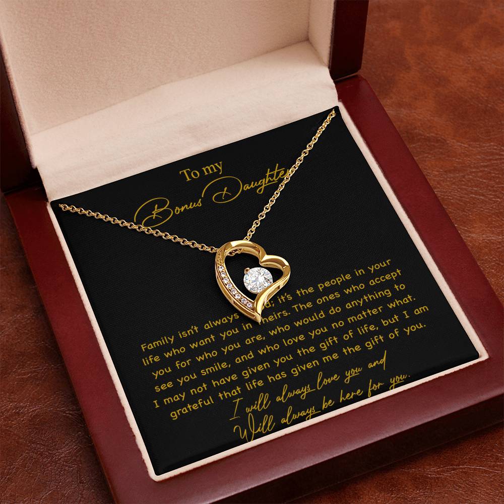 To my Bonus Daughter Necklace, Bonus Daughter, Step Daughter Gift 3-4_Gold