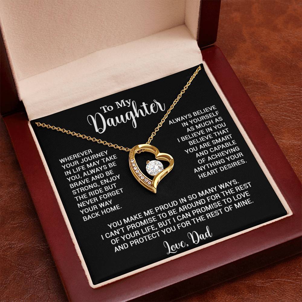To My Daughter Necklace, Gift for Daughter from Dad, Father Daughter Necklace 3_6_Black