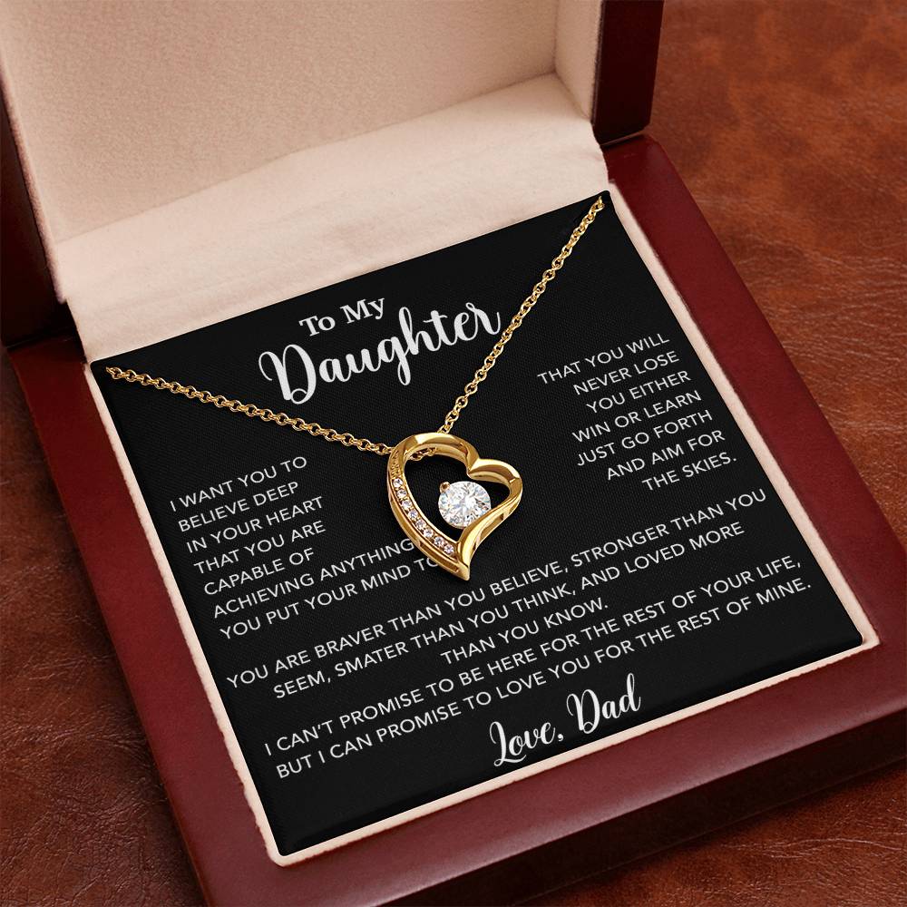 To My Daughter Necklace, Gift for Daughter from Dad, Father Daughter Necklace 18_5_Black