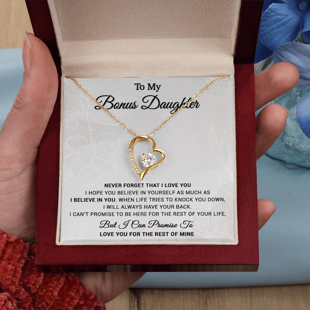 To My Bonus Daughter Necklace, Step Daughter Gift From Stepdad, Stepmom