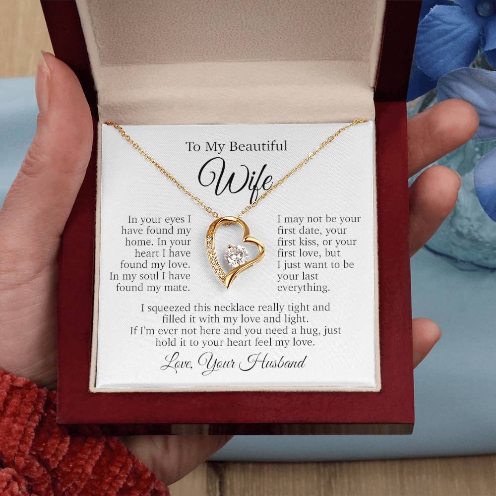 To My Wife Necklace, Gift From Husband, Anniversary Gifts Wife_White