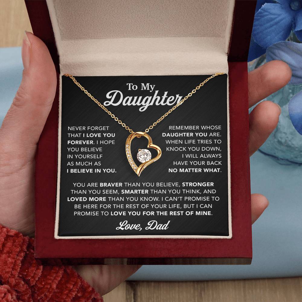 To My Daughter Necklace, Gift for Daughter from Dad, Father Daughter Necklace 25_2_Black