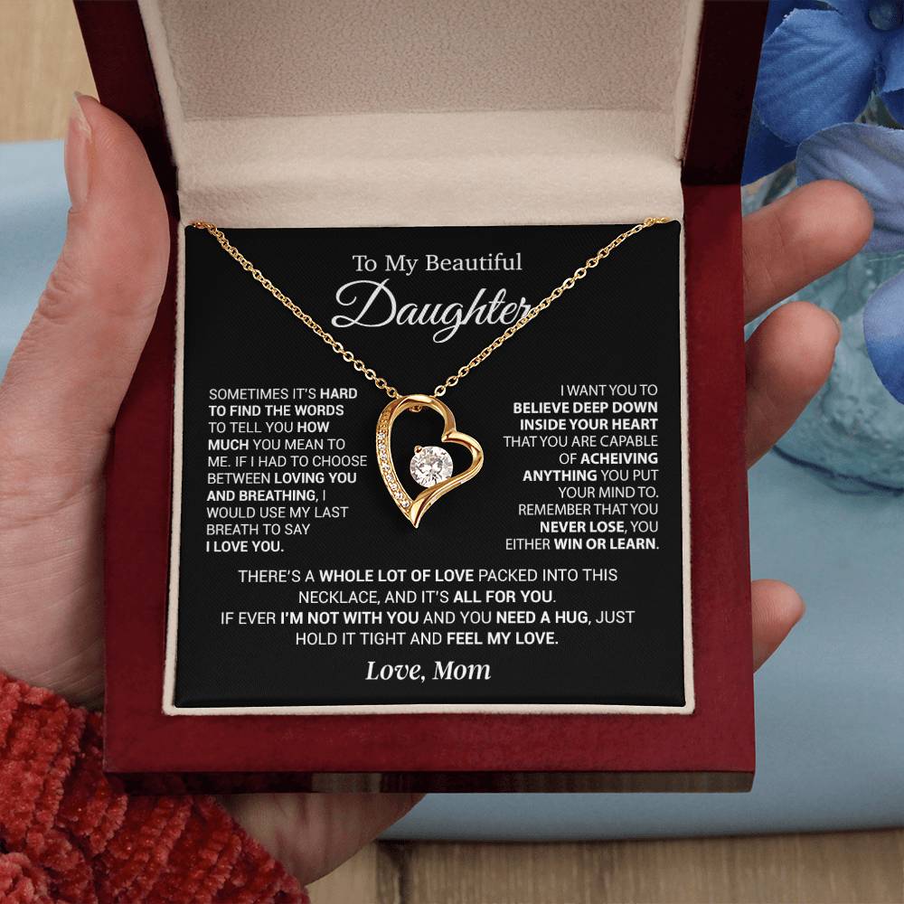 To My Daughter Necklace, Daughter Mother Necklace, Daughter Gift From Mom 5_12_Black