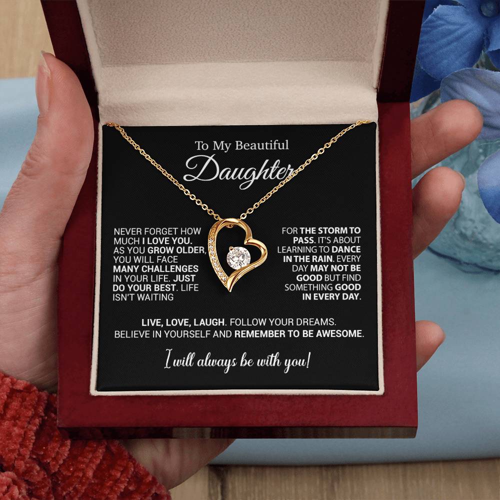 To My Daughter Necklace, Daughter Gift from Mom Dad, Birthday Christmas Gift_Black