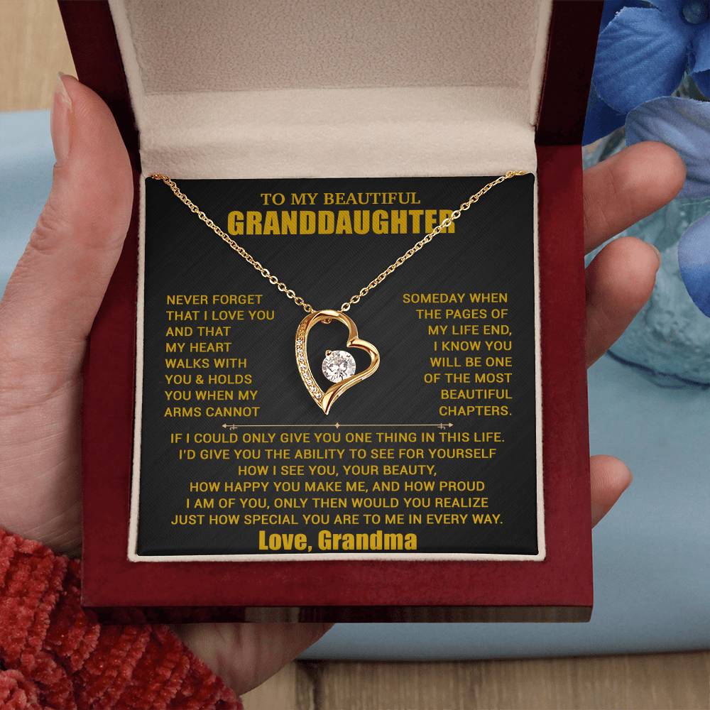 To My Granddaughter Necklace, Granddaughter Gift from Grandma, Christmas Gift 19_8_Gold