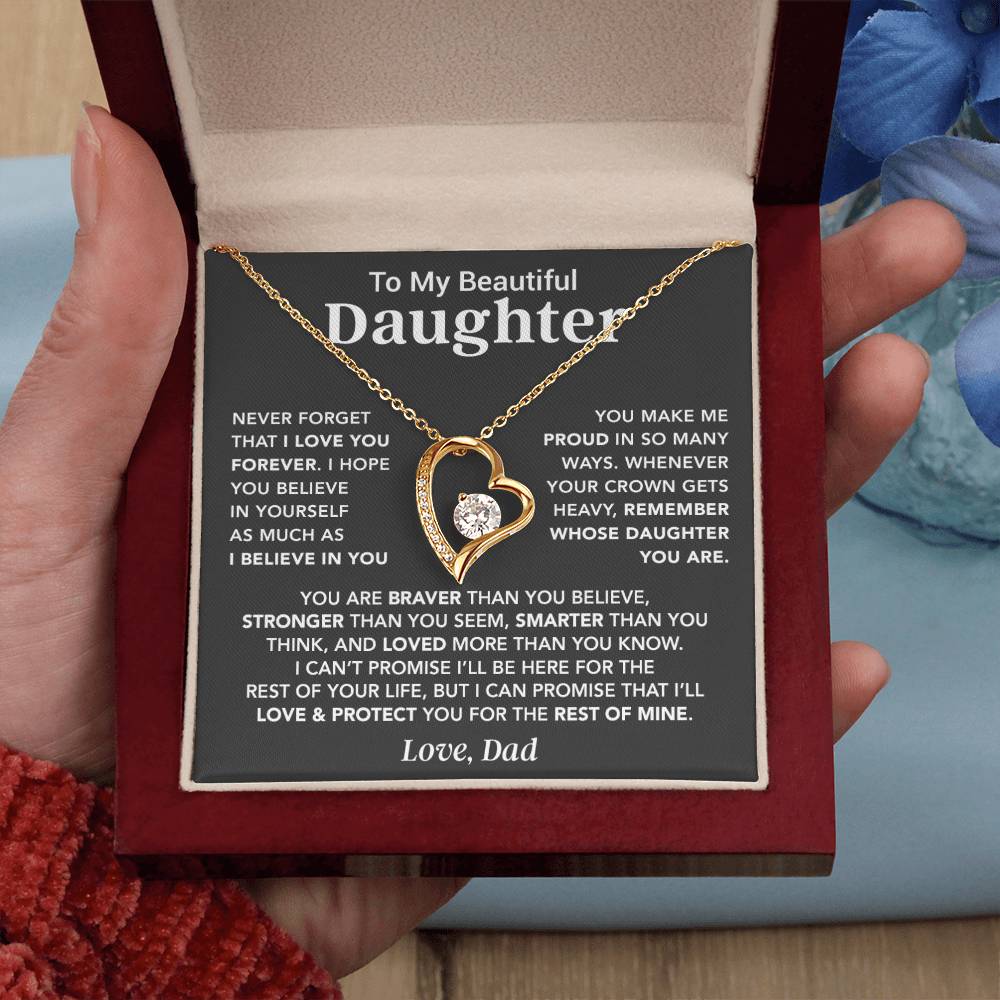 To My Daughter Necklace, Daughter Father Necklace, Daughter Gift From Dad_Gray