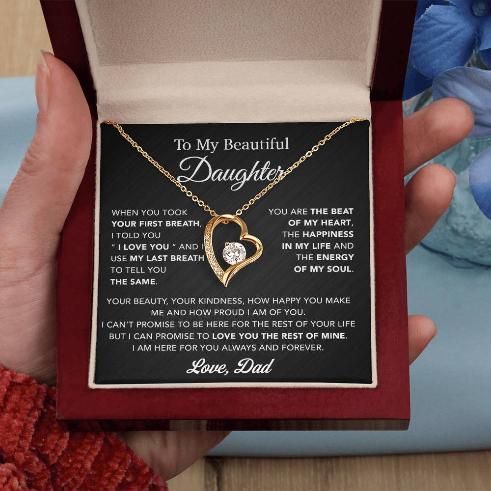 To My Daughter Necklace, Gift for Daughter from Dad, Father Daughter Necklace 10_4_Black