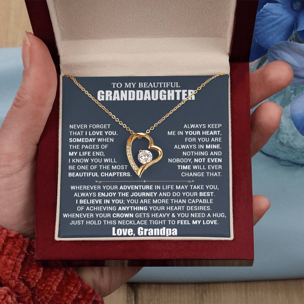 To My Granddaughter Necklace, Granddaughter Gift from Grandpa, Christmas Gift 10_10_Blue