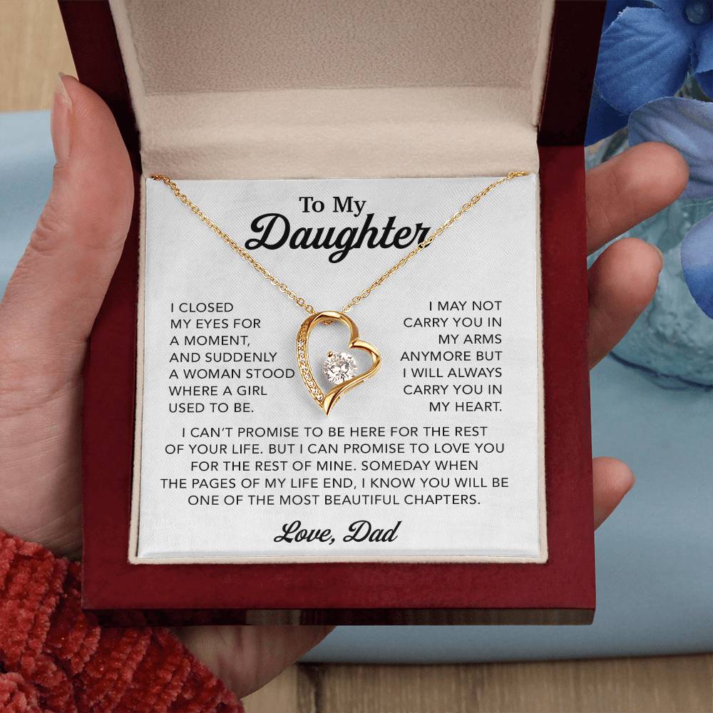 To My Daughter Necklace, Gift for Daughter from Dad, Father Daughter Necklace 28_3_White