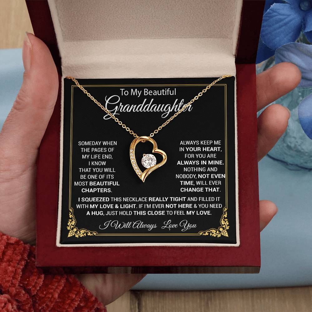To My Granddaughter Necklace, Gift For Your Granddaughter, Christmas,Anniversary, Graduation_Black