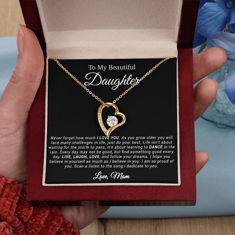 To My Daughter Necklace, Gift for Daughter from mom, Daughter mother Necklace 20_4_Black