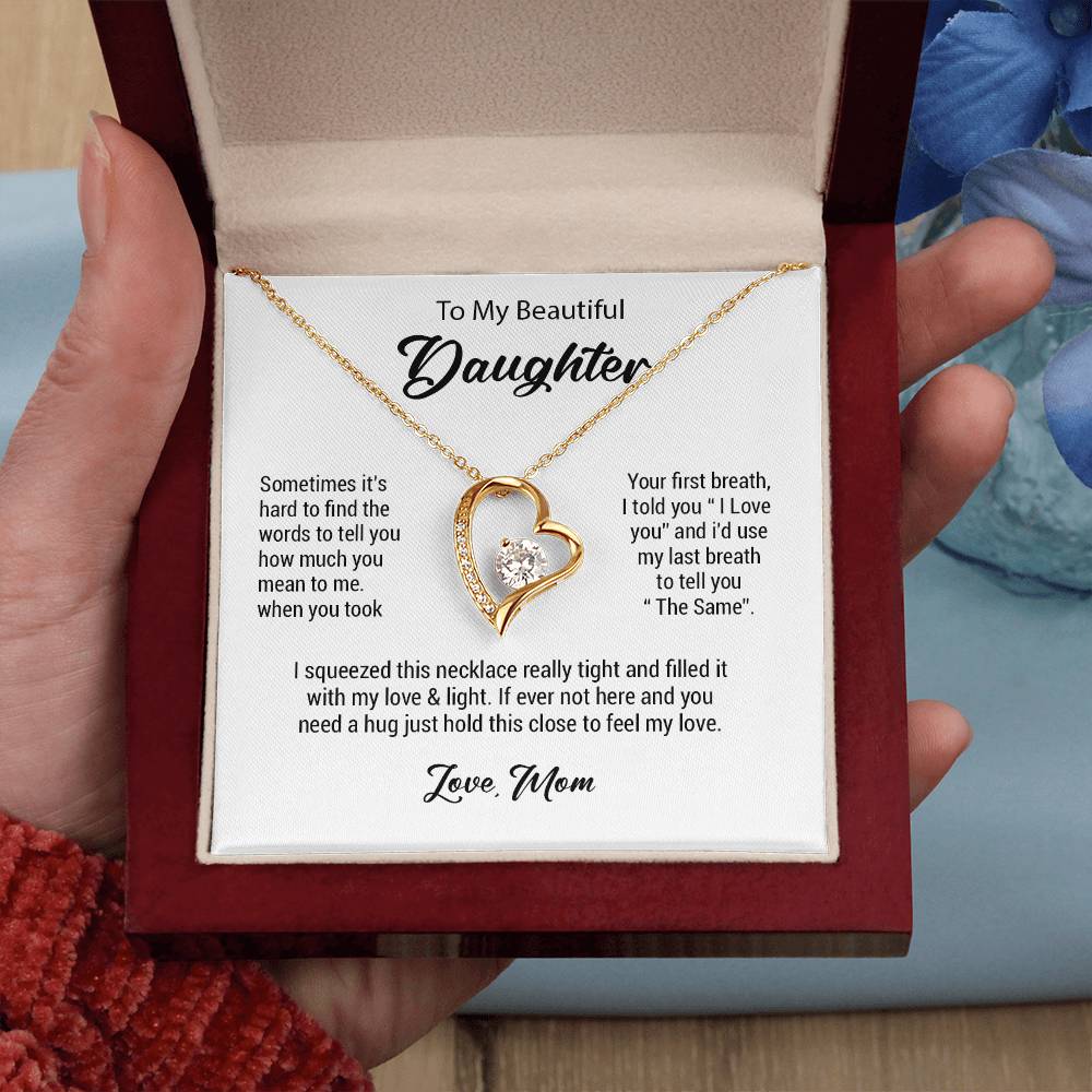 To My Daughter Necklace, Daughter Gift From Mom, Birthday Gift for Daughter_White