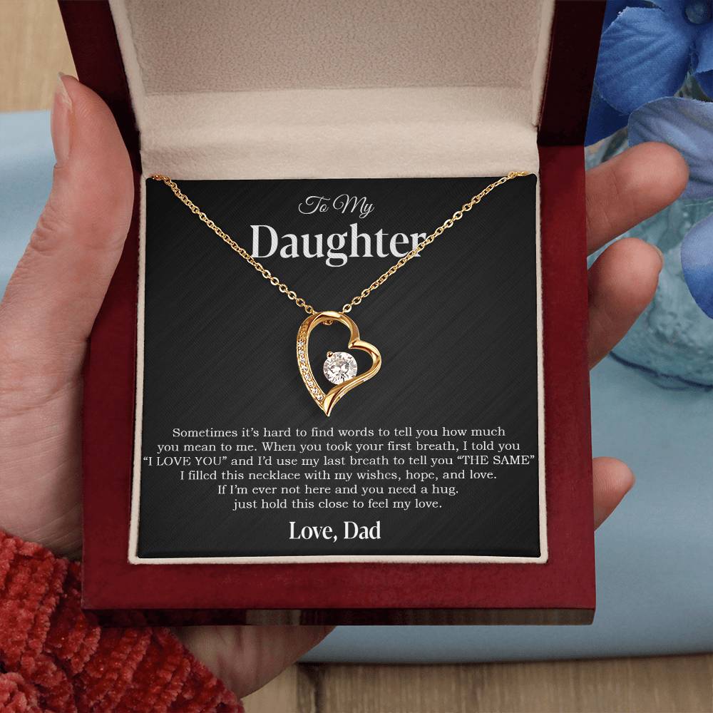 To My Daughter Necklace, Gift for Daughter from Dad, Father Daughter Necklace 14_4_Black