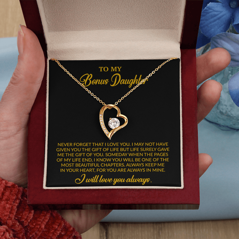 To My Bonus Daughter Necklace, Gift for Bonus Daughter, Step Daughter Birthday 4_10_Gold
