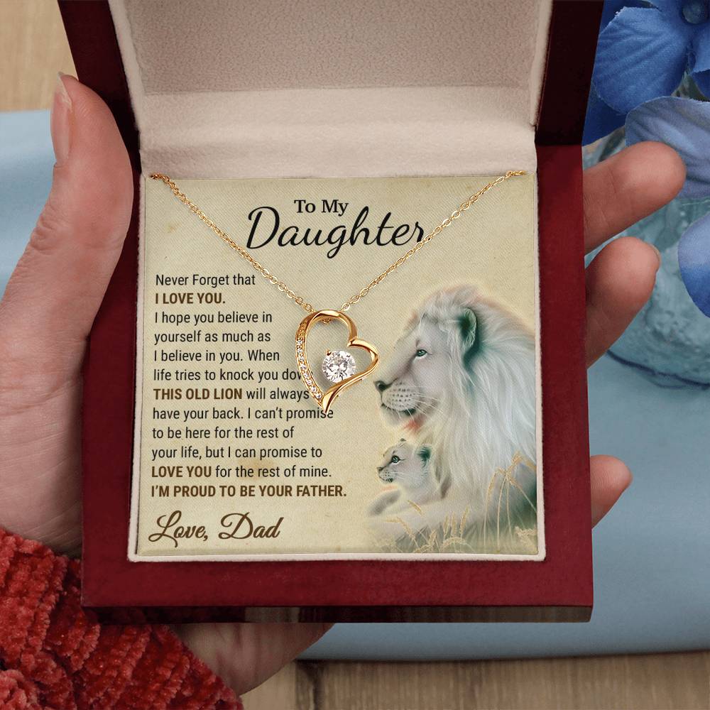 To My Daughter Necklace, Xmas Gift For Daughter From Dad, Daughter Father Lion