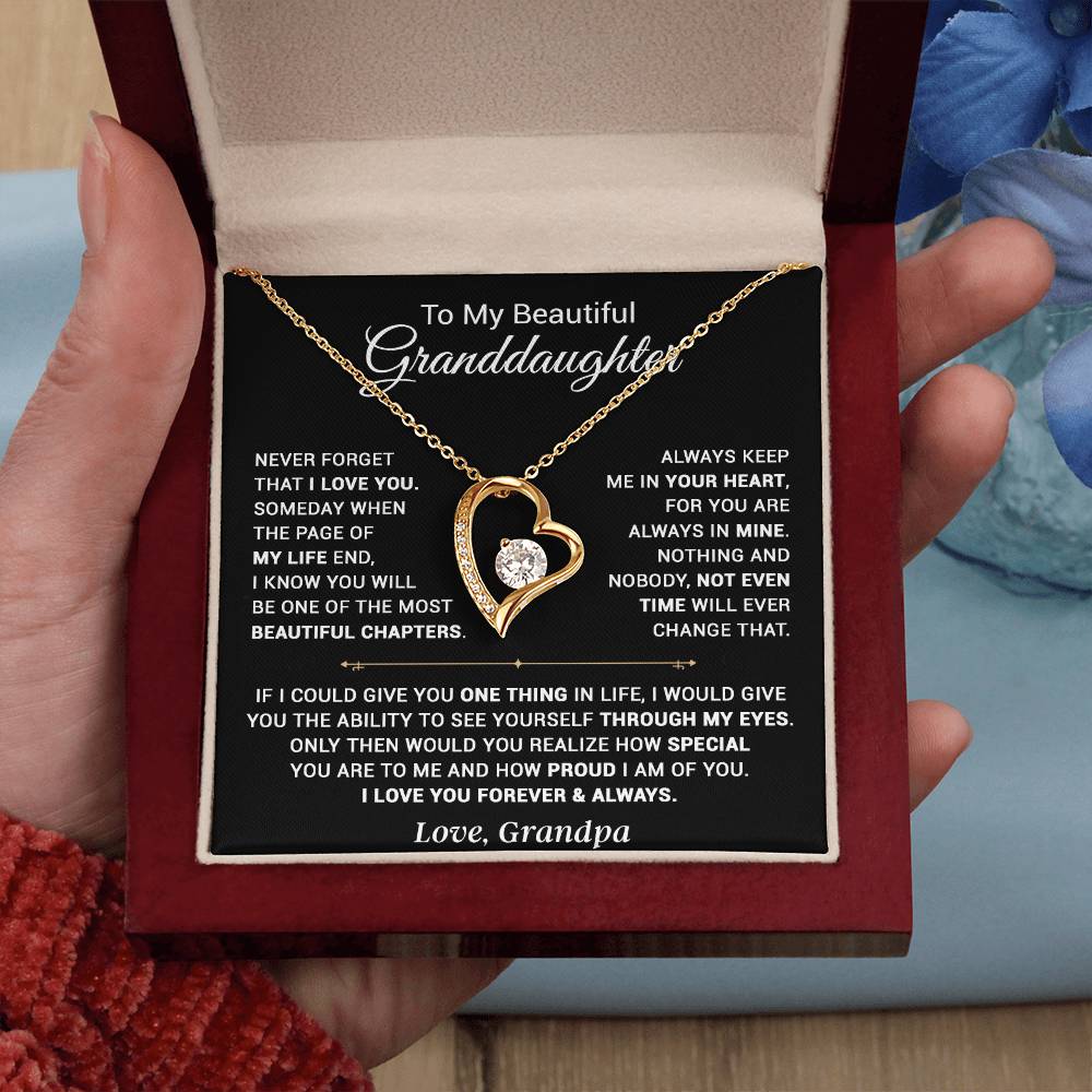 To My Granddaughter Necklace, Xmas Birthday Gift For Granddaughter From Grandpa 13_9_Black