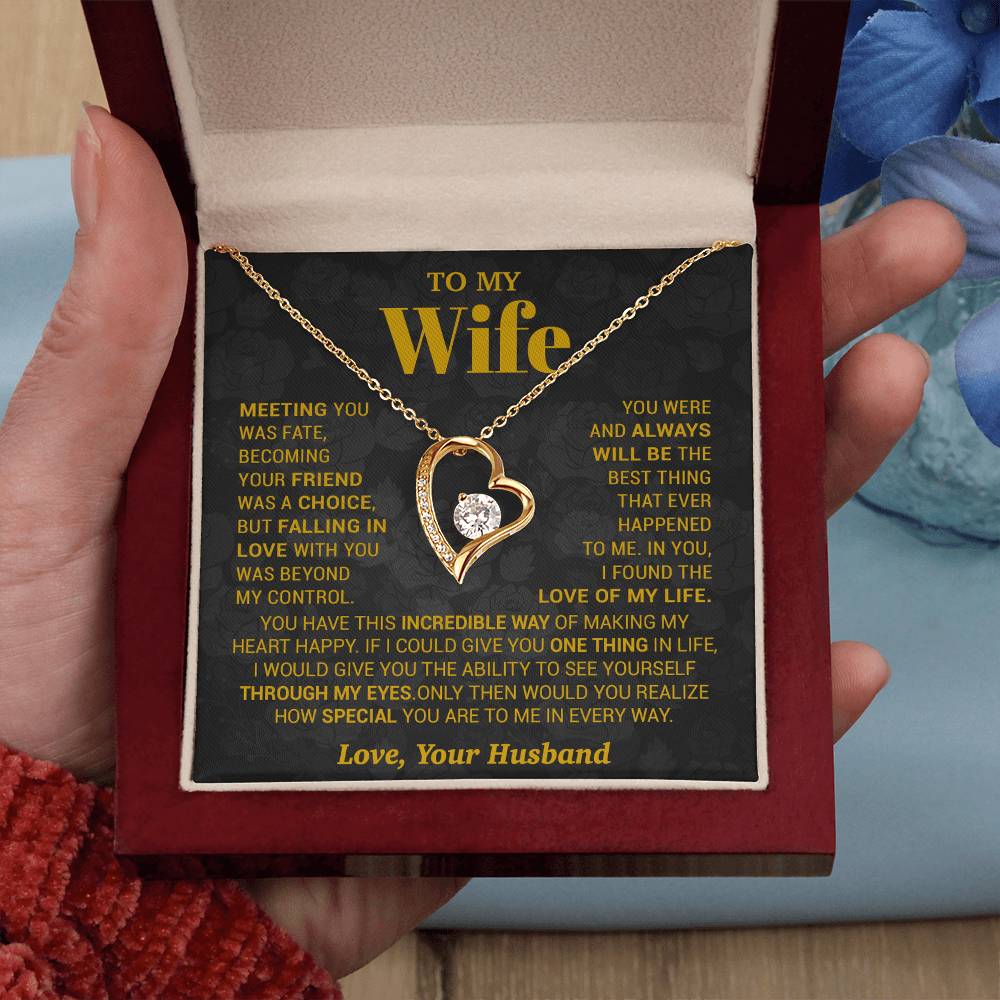 To My Wife Necklace, Meeting You Was Fate Love, Your Husband, Best Necklace For Wife_Gold