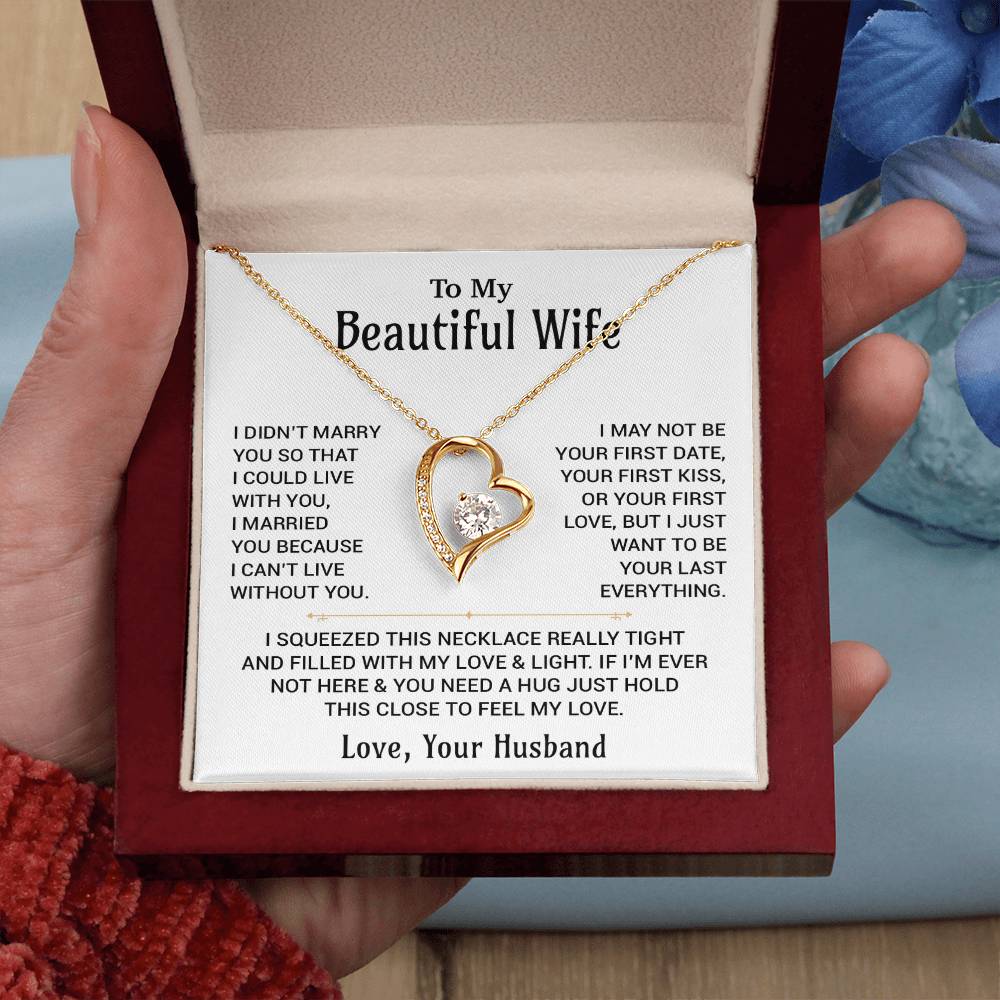 To My Beautiful Wife Necklace, Christmas Gifts For Women, Anniversary Gift For Wife