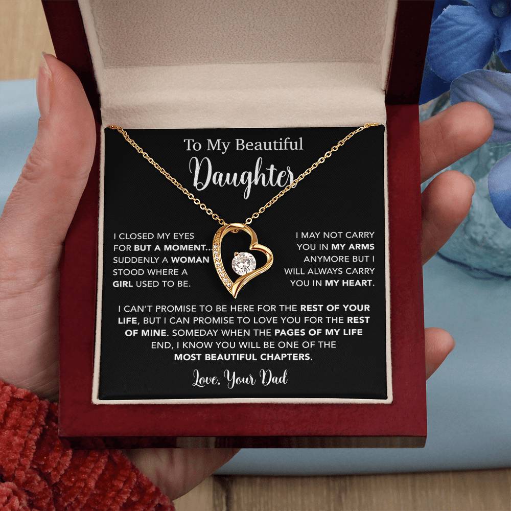 To My Daughter Necklace, Gift for Daughter from Dad, Father Daughter Necklace  22_5_Black