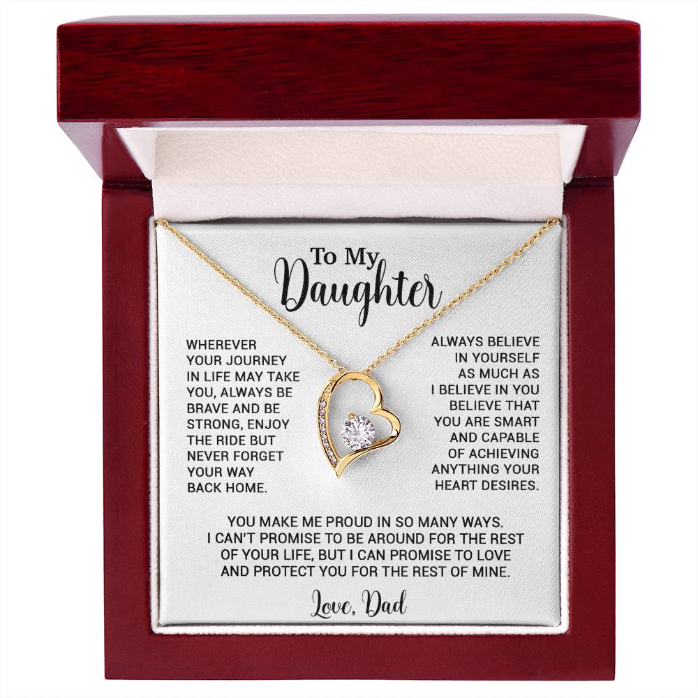 To My Daughter Necklace, Gift for Daughter from Dad, Father Daughter Necklace 3_6_White