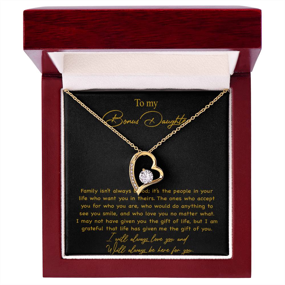 To my Bonus Daughter Necklace, Bonus Daughter, Step Daughter Gift 3-4_Gold