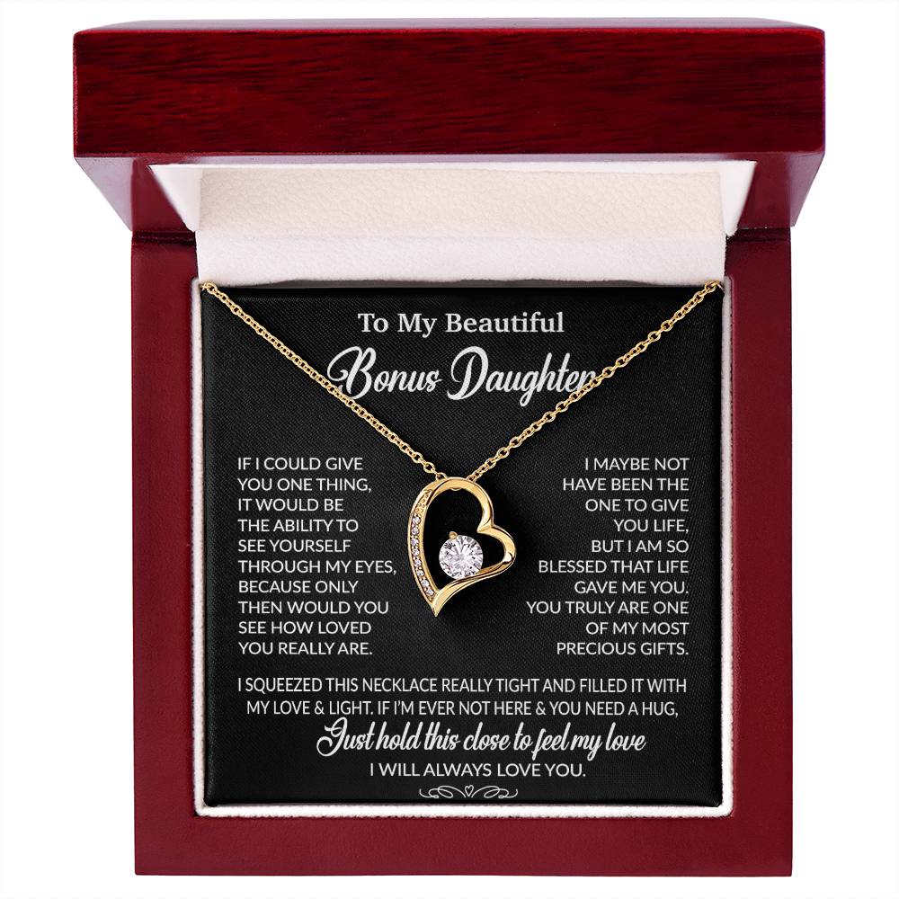 To My Bonus Daughter Necklace, Gift for Bonus Daughter, Step Daughter Birthday 1_10_Black