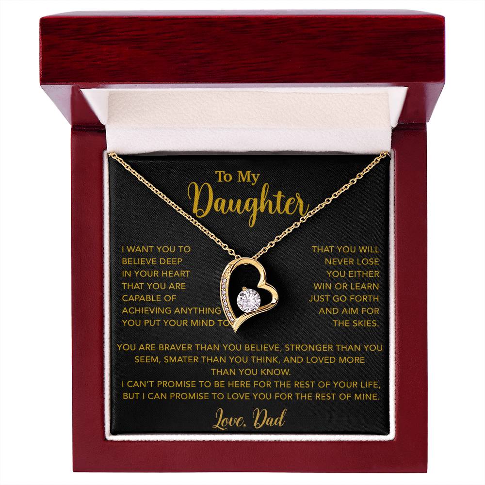 To My Daughter Necklace, Gift for Daughter from Dad, Father Daughter Necklace 18_5_Gold
