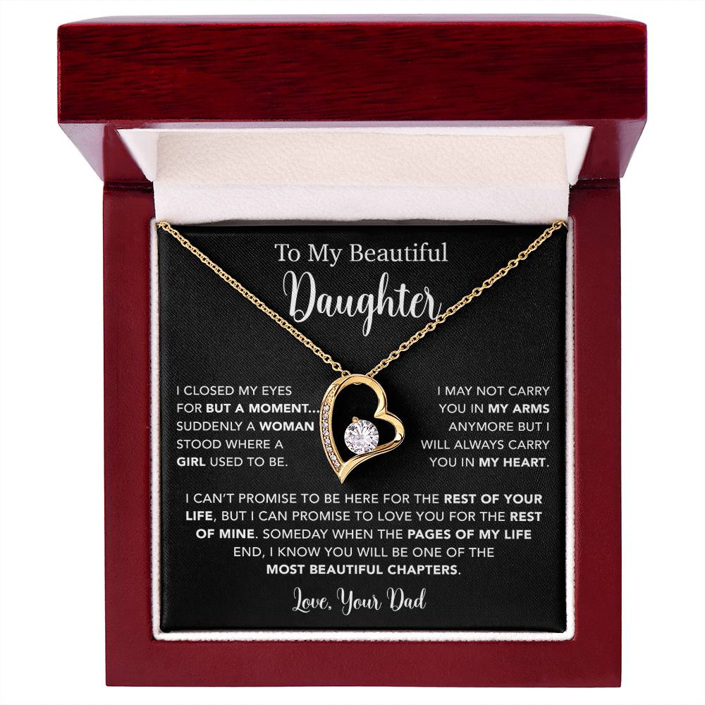 To My Daughter Necklace, Gift for Daughter from Dad, Father Daughter Necklace  22_5_Black