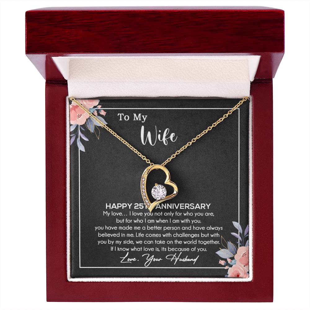 25th Anniversary Gift For Wife Necklace, 25 Year Anniversary, 25th Wedding Gift _Black
