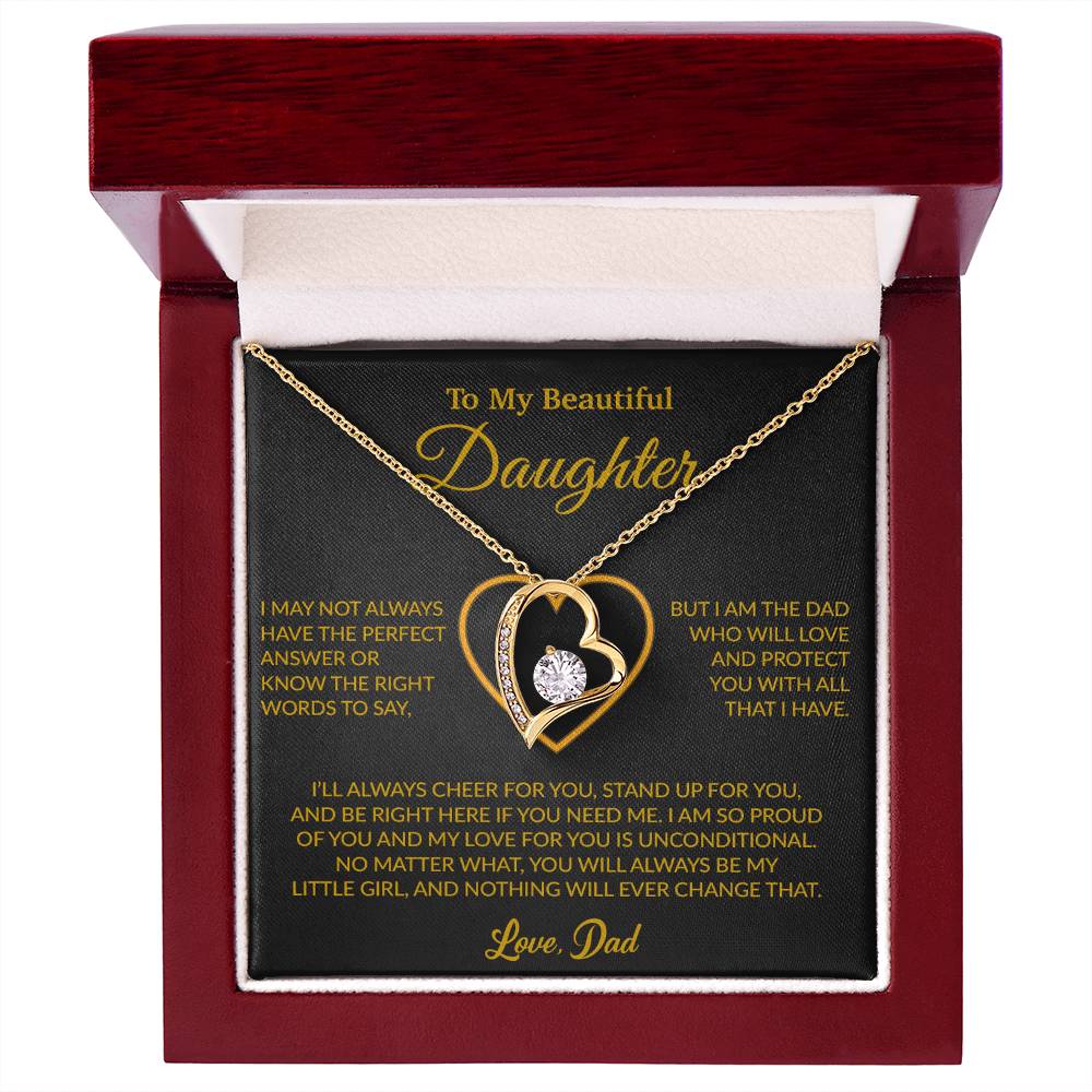 To My Daughter Necklace, Gift for Daughter from Dad, Father Daughter Necklace 7_6_Gold