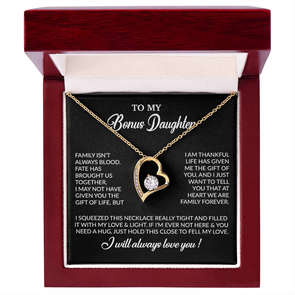 To My Bonus Daughter Necklace, Gift for Bonus Daughter, Step Daughter Birthday 7_11_Black