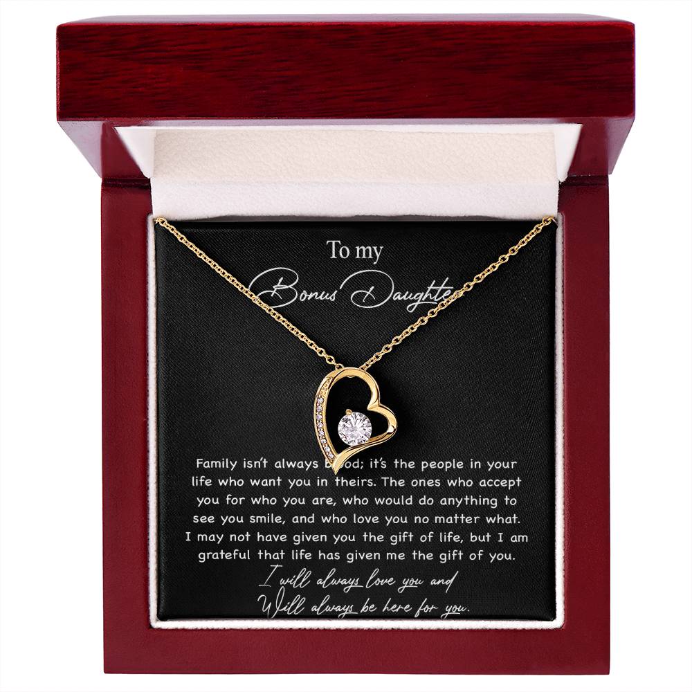 To my Bonus Daughter Necklace, Bonus Daughter, Step Daughter Gift 3-4_Black