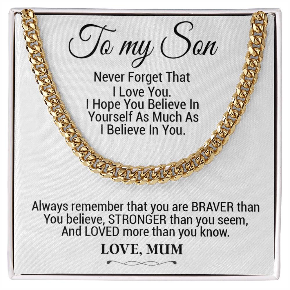 To My Son Cuban Chain Necklace, Gift For Son From Mother, Christmas Gifts