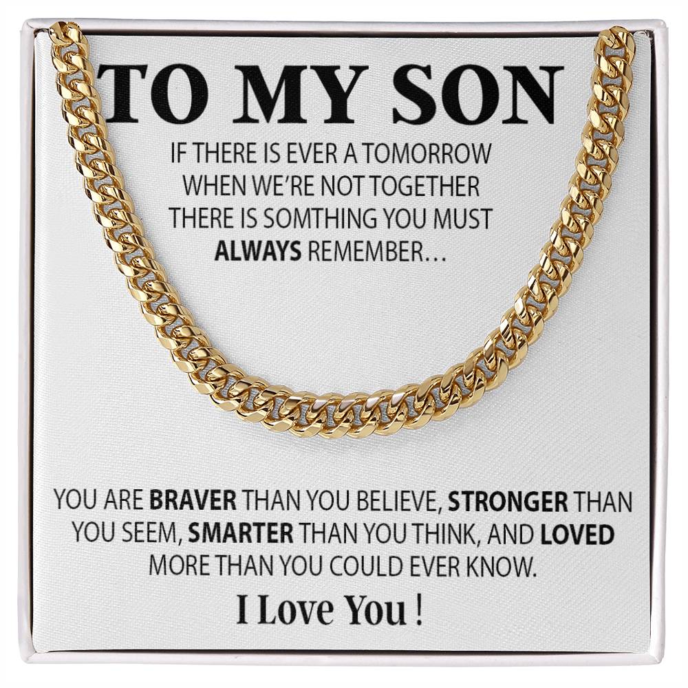To My Son Cuban Chain Necklace, Sentimental gift for Son from Mom, Son Birthday Gift, Christmas Gift for Son