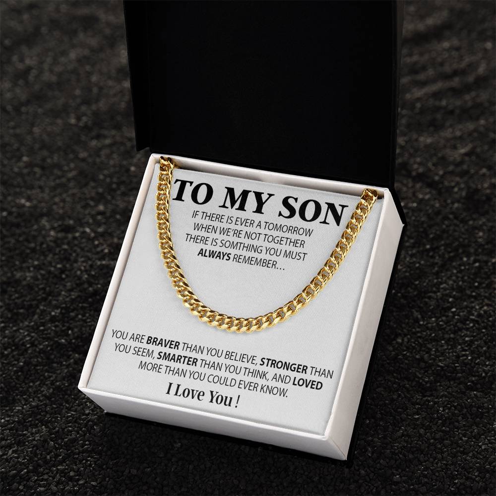 To My Son Cuban Chain Necklace, Sentimental gift for Son from Mom, Son Birthday Gift, Christmas Gift for Son