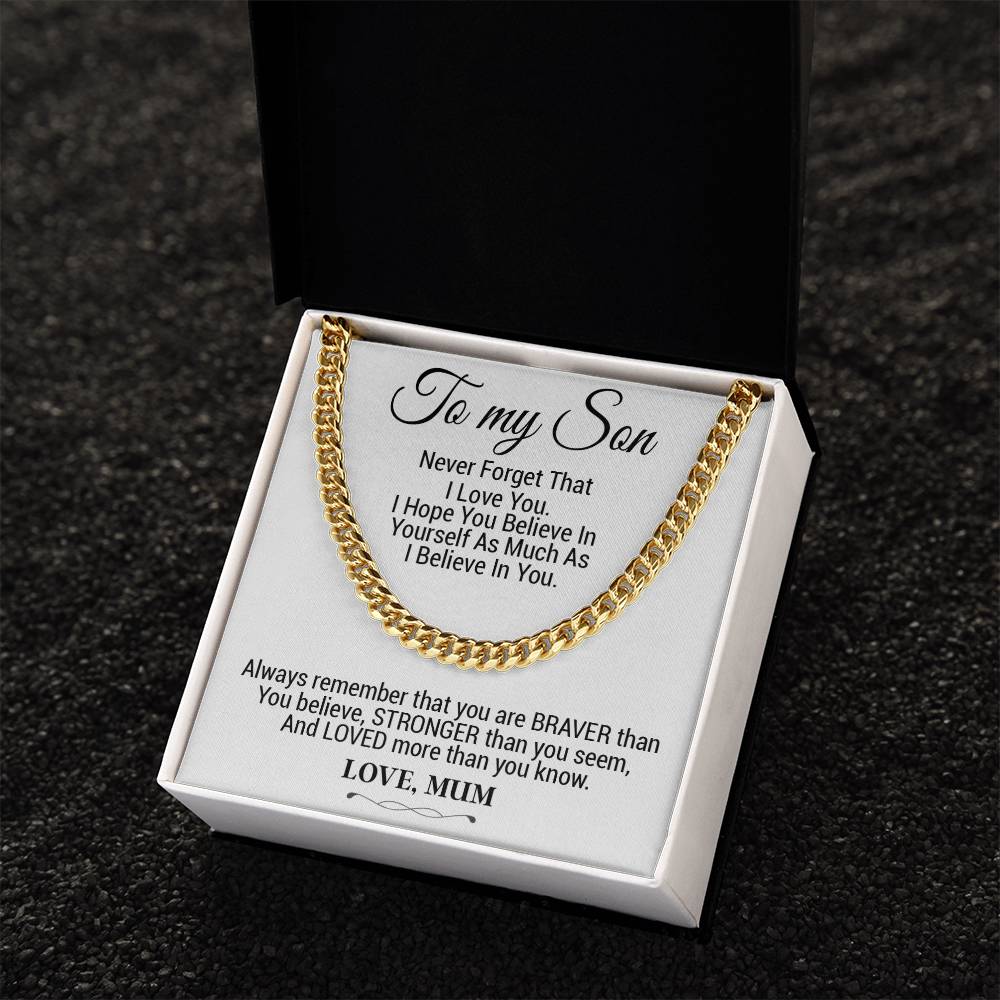 To My Son Cuban Chain Necklace, Gift For Son From Mother, Christmas Gifts