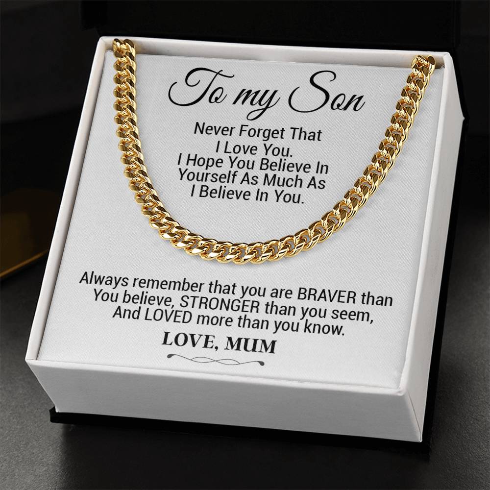 To My Son Cuban Chain Necklace, Gift For Son From Mother, Christmas Gifts